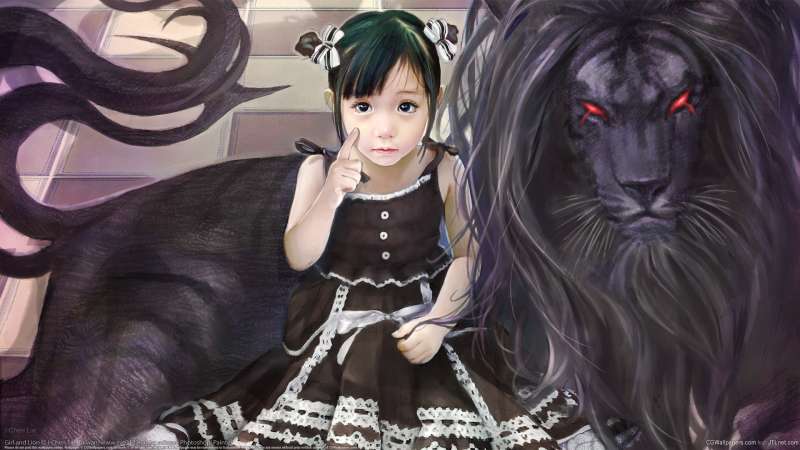 Girl and Lion fond d'cran