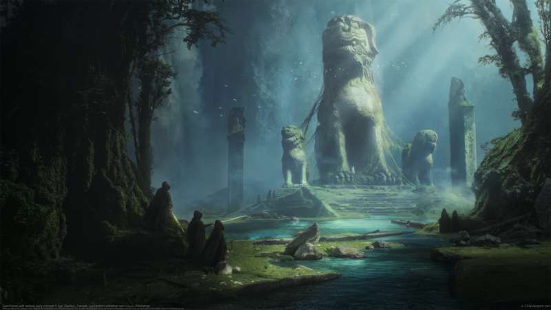 Giant forest with statues early concept fond d'cran