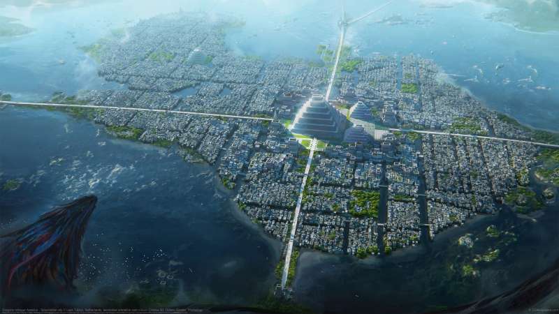 Dragons conquer America - Tenochtitlan city fond d'cran