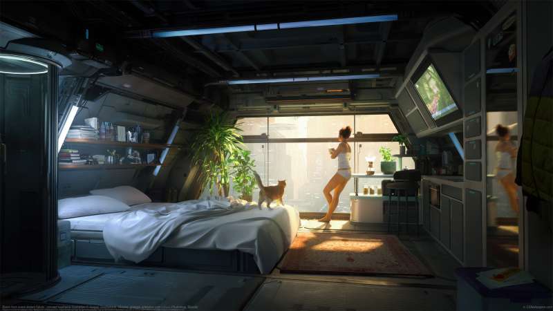 Room from some distant future - concept keyframe illustration fond d'cran