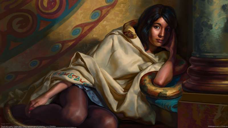 The girl with a snake fond d'cran