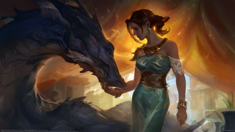 Dragon and girl fond d'�cran