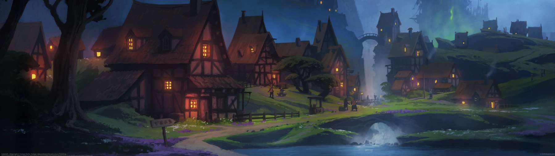 Fablecraft - village night ultralarge fond d'cran