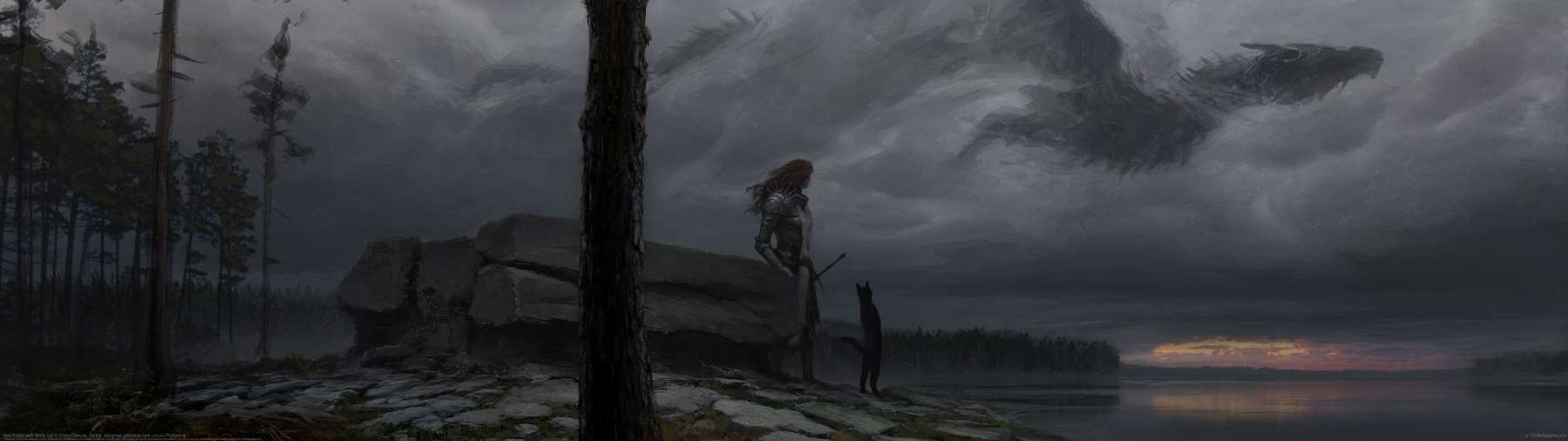Red Knight with Black Cat ultralarge fond d'cran