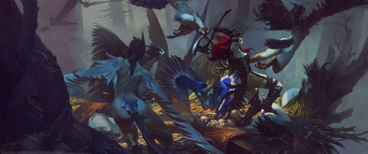 Fighting in the harpy nest  ultralarge fond d'cran