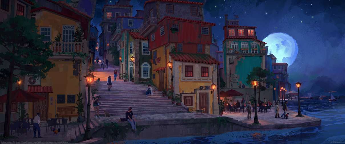 Stylised Brushes - City Streets ultralarge fond d'�cran