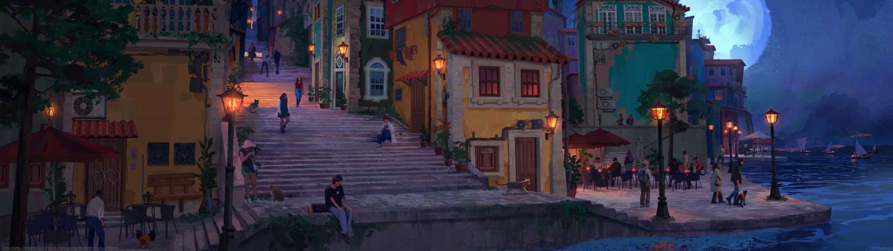 Stylised Brushes - City Streets ultralarge fond d'�cran