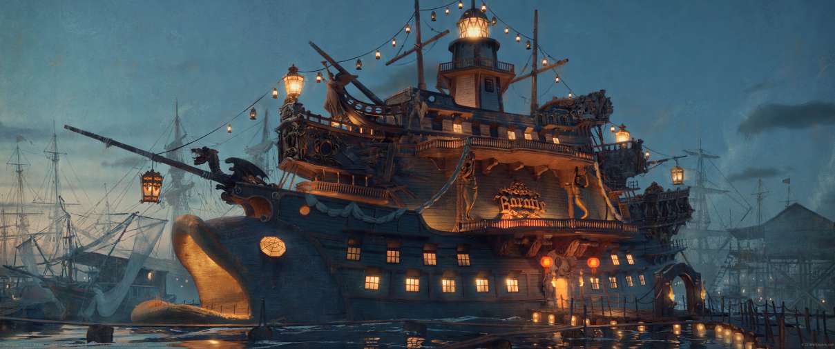 One Piece concept: Baratie ultralarge fond d'cran