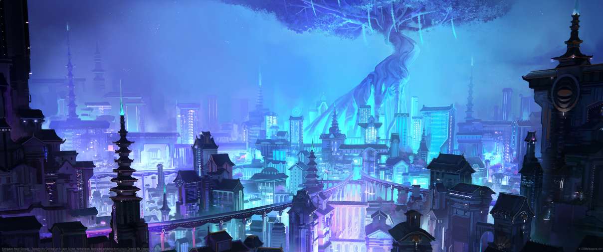 Kamigawa Neon Dynasty - Towashi city Concept art ultralarge fond d'cran