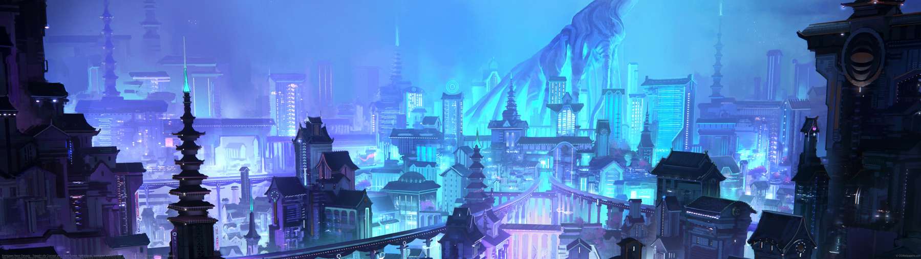 Kamigawa Neon Dynasty - Towashi city Concept art ultralarge fond d'cran