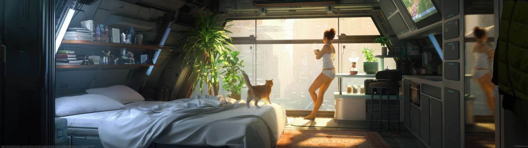 Room from some distant future - concept keyframe illustration ultralarge fond d'cran