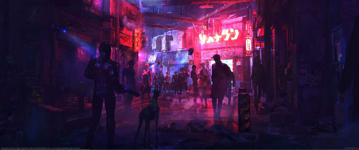 Cyberpunk Street 02 ultralarge fond d'cran