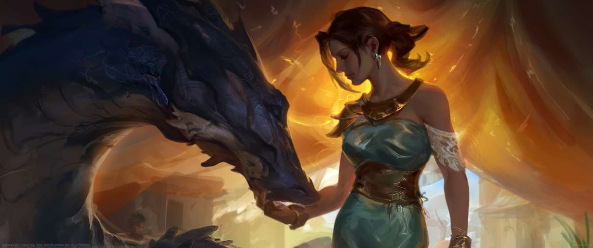 Dragon and girl ultralarge fond d'�cran