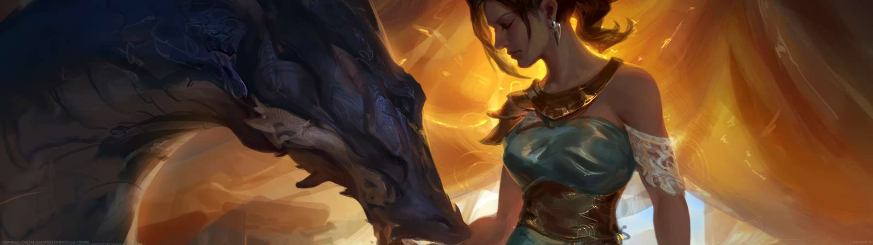 Dragon and girl ultralarge fond d'�cran