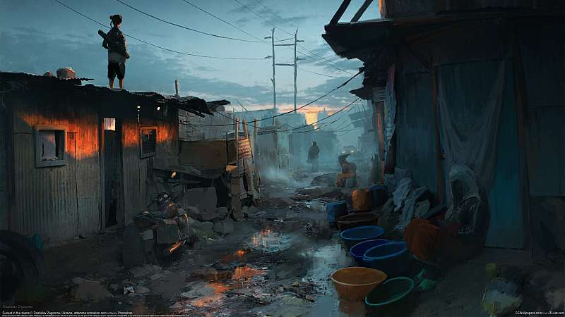 Sunset in the slums fond d'écran